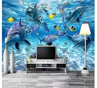 XLMING Mundo Submarino Tridimensional Azul Con Bancos De Peces 3D Papel Pintado Pared Premium Textura Seda Estudio Comedor Vinilos Dormitorio Sofás TV Cocina-300cm×210cm
