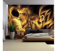 XLMING Música Abstracta Dorada 3D Papel Pintado Pared Premium Textura Seda Estudio Comedor Vinilos Dormitorio Sofás TV Cocina-250cm×170cm