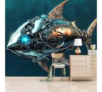 XLMING Nave Espacial Mecánica Abstracta Con Forma De Pez Futurista 3D Papel Pintado Pared Premium Textura Seda Estudio Comedor Vinilos Dormitorio Sofás TV Cocina-430cm×300cm