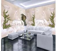 XLMING Onírico Cielo Nubes Blancas Caballo Columna Romana 3D Papel Pintado Pared Premium Textura Seda Estudio Comedor Vinilos Dormitorio Sofás TV Cocina-200cm×140cm