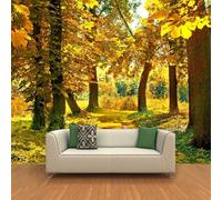 XLMING Otoño Tridimensional Dorado Bosque Sendero 3D Papel Pintado Lujo Casa Sala Decoración Estar Comedor Sofá Dormitorio TV Fondo de Pared-300cm×210cm