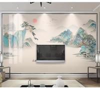XLMING Paisaje Colorido Pintado A Mano Con Pájaros Volando Al Amanecer 3D Papel Pintado Pared Premium Textura Seda Estudio Comedor Vinilos Dormitorio Sofás TV Cocina-300cm×210cm