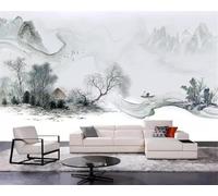 XLMING Paisajes Pintados A Mano Árboles Casas Concepción Artística Papel Pintado 3D Seda De Lujo Pared Estudio Comedor Sofa Dormitorio Madera Salon Tv Decorativo-350cm×256cm