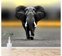 XLMING Papel Pintado 3D Elefante Negro Arena Caminando Arte | Cuadros Decorativos de Seda Alta Gama Ideales Para Todas las Paredes del Comedor Salón la Sala Estar y Dormitorio-200cm×140cm
