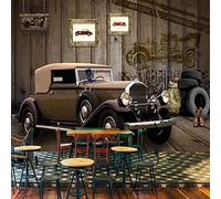 XLMING Papel pintado estilo europeo Vintage coche foto pared pintura restaurante café Bar estudio Decoración del hogar Pared Pintado Papel tapiz 3D dormitorio de estar sala sofá mural-350cm×256cm