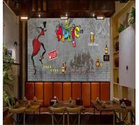 XLMING Pared De Hormigón Gris Retro Cerveza Y Grafitis 3D Papel Pintado Lujo Casa Sala Decoración Estar Comedor Sofá Dormitorio TV Fondo de Pared-400cm×280cm