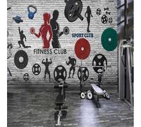 XLMING Pared De Ladrillo Pesas Fitness 3D Papel Pintado Decorativo Comedor Estudio Salón Dormitorio Pared Sofá TV Pared-350cm×256cm