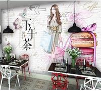 XLMING Pared De Ladrillo Pintada A Mano Personalizada Mariposas Tarde De Té Belleza 3D Papel Pintado Seda Texturizada Primera Calidad Sala De Estar Sofá Dormitorio Comedor Hogar Pared-250cm×170cm