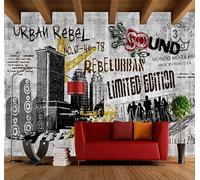 XLMING Pared Gris De Hormigón Arquitectura Estilo Industrial Graffiti 3D Papel Pintado Lujo Casa Sala Decoración Estar Comedor Sofá Dormitorio TV Fondo de Pared-430cm×300cm