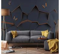 XLMING Personalizado Tridimensional Geométrico Poliedro Sensación De Espacio 3D Papel Pintado Tapiz Textura de Seda Oficina Comedor Sofá Dormitorio Sala Estar TV Fondo Pantalla-250cm×170cm