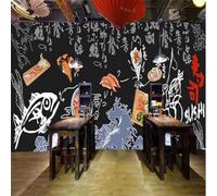 XLMING Pintado A Mano Abstracto Pececito Olas Comida 3D Papel Pintado Pared Premium Textura Seda Estudio Comedor Vinilos Dormitorio Sofás TV Cocina-200cm×140cm