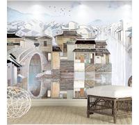 XLMING Pintado A Mano Arte Arquitectura Casa Puente De Piedra Ciudad Del Agua 3D Papel Pintado Tapiz Textura de Seda Oficina Comedor Sofá Dormitorio Sala Estar TV Fondo Pantalla-400cm×280cm