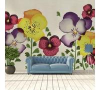 XLMING Pintado A Mano Tinta China Multicolor Floral Arte 3D Papel Pintado Pared Premium Textura Seda Estudio Comedor Vinilos Dormitorio Sofás TV Cocina-200cm×140cm