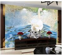 XLMING Pintado A Mano Vintage Arte Abstracto Swan River 3D Papel Pintado Seda Texturizada Primera Calidad Sala De Estar Sofá Dormitorio Comedor Hogar Pared-250cm×170cm