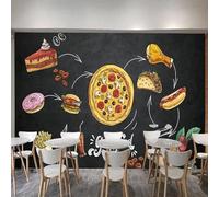 XLMING Pizarra Creativa Comida Gourmet Pizza Hamburguesa 3D Papel Pintado Tapiz Textura de Seda Oficina Comedor Sofá Dormitorio Sala Estar TV Fondo Pantalla-430cm×300cm