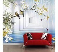 XLMING Plantas Tridimensionales Flores Pájaros Pasillo 3D Papel Pintado Tapiz Textura de Seda Oficina Comedor Sofá Dormitorio Sala Estar TV Fondo Pantalla-150cm×105cm
