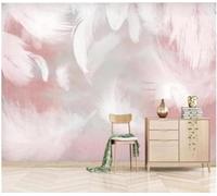 XLMING Plumas Blancas Tridimensionales Abstractas De Color Rosa 3D Papel Pintado Pared Premium Textura Seda Estudio Comedor Vinilos Dormitorio Sofás TV Cocina-400cm×280cm