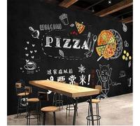 XLMING Póster De Pizza Y Café Dibujado A Mano En Pizarra Restaurante De Comida Rápida 3D Papel Pintado Tapiz Textura de Seda Oficina Comedor Sofá Dormitorio Sala Estar TV Fondo Pantalla-300cm×210cm
