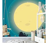 XLMING Precioso Alce Lunar De Dibujos Animados De Fantasía 3D Papel Pintado Tapiz Textura de Seda Oficina Comedor Sofá Dormitorio Sala Estar TV Fondo Pantalla-150cm×105cm