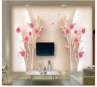 XLMING Relieve Grande Bello Tridimensional Rosa 3D Papel Pintado Tapiz Textura de Seda Oficina Comedor Sofá Dormitorio Sala Estar TV Fondo Pantalla-250cm×170cm