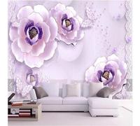 XLMING Relieve Romántico Hermoso Colorido Flores Mariposas 3D Papel Pintado Pared Premium Textura Seda Estudio Comedor Vinilos Dormitorio Sofás TV Cocina-200cm×140cm