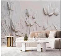 XLMING Relieve Tallado Loto Arte Original Papel Pintado 3D Seda De Lujo Pared Estudio Comedor Sofa Dormitorio Madera Salon Tv Decorativo-250cm×170cm