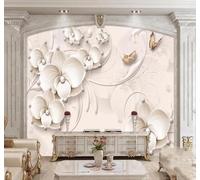 XLMING Relieve Tridimensional Joyería Flores Mariposa 3D Papel Pintado Pared Premium Textura Seda Estudio Comedor Vinilos Dormitorio Sofás TV Cocina-400cm×280cm