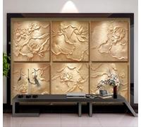 XLMING Relieve Tridimensional Vintage Loto Hojas De Loto 3D Papel Pintado Pared Premium Textura Seda Estudio Comedor Vinilos Dormitorio Sofás TV Cocina-300cm×210cm