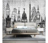 XLMING Retro Abstracto Blanco Y Negro Geométrico Arquitectura Urbana 3D Papel Pintado Lujo Casa Sala Decoración Estar Comedor Sofá Dormitorio TV Fondo de Pared-430cm×300cm