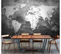 XLMING Retro Abstracto Blanco Y Negro Mapa Del Mundo Arte Papel Pintado 3D Seda De Lujo Pared Estudio Comedor Sofa Dormitorio Madera Salon Tv Decorativo-430cm×300cm