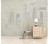 XLMING Retro Abstracto Ciudad Arquitectura Avión 3D Papel Pintado Pared Premium Textura Seda Estudio Comedor Vinilos Dormitorio Sofás TV Cocina-350cm×256cm