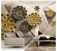 XLMING Retro Abstracto Geométrico Relieve Bonito Flores Papel Pintado 3D Seda De Lujo Pared Estudio Comedor Sofa Dormitorio Madera Salon Tv Decorativo-430cm×300cm