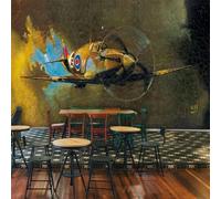 XLMING Retro Arte Líneas Nostalgia Aviones 3D Papel Pintado Pared Premium Textura Seda Estudio Comedor Vinilos Dormitorio Sofás TV Cocina-400cm×280cm