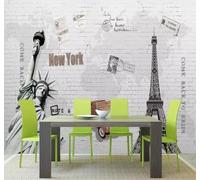 XLMING Retro Blanco Pared De Ladrillo Figuras Arquitectura 3D Papel Pintado Pared Premium Textura Seda Estudio Comedor Vinilos Dormitorio Sofás TV Cocina-300cm×210cm