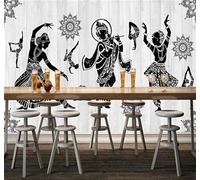 XLMING Retro Blanco Y Negro Gente Yoga Ejercicio 3D Papel Pintado Pared Premium Textura Seda Estudio Comedor Vinilos Dormitorio Sofás TV Cocina-150cm×105cm