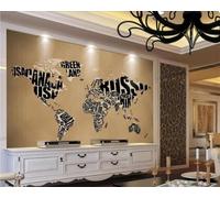 XLMING Retro Creativo Alfabeto Mapa Mundial Arte 3D Papel Pintado Tapiz Textura de Seda Oficina Comedor Sofá Dormitorio Sala Estar TV Fondo Pantalla-300cm×210cm