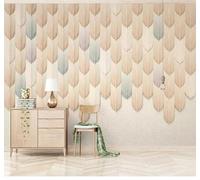 XLMING Retro Creativo Colorido Relieve Plumas Papel Pintado 3D Seda De Lujo Pared Estudio Comedor Sofa Dormitorio Madera Salon Tv Decorativo-250cm×170cm
