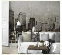 XLMING Retro Creativo Dibujado A Mano En Blanco Y Negro Arquitectura Urbana 3D Papel Pintado Lujo Casa Sala Decoración Estar Comedor Sofá Dormitorio TV Fondo de Pared-400cm×280cm