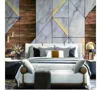 XLMING Retro Creativo Geométrico Vetas De Madera Efecto Mármol Papel Pintado 3D Seda De Lujo Pared Estudio Comedor Sofa Dormitorio Madera Salon Tv Decorativo-200cm×140cm