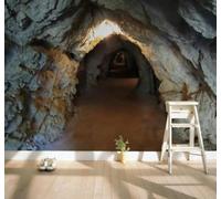 XLMING Retro Cueva Primitiva Túnel Pared De Piedra Extensión Del Espacio Papel Pintado 3D Seda De Lujo Pared Estudio Comedor Sofa Dormitorio Madera Salon Tv Decorativo-250cm×170cm