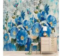 XLMING Retro Dibujado A Mano Colorido Flores Mariposas Grafitis 3D Papel Pintado Tapiz Textura de Seda Oficina Comedor Sofá Dormitorio Sala Estar TV Fondo Pantalla-400cm×280cm