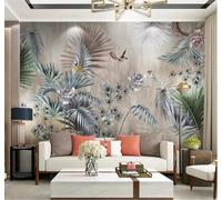 XLMING Retro Dibujado A Mano Plantas Hojas Flores Y Pájaros 3D Papel Pintado Tapiz Textura de Seda Oficina Comedor Sofá Dormitorio Sala Estar TV Fondo Pantalla-200cm×140cm