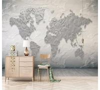XLMING Retro Dibujo A Mano Abstracto Mapa Del Mundo Motivo 3D Papel Pintado Lujo Casa Sala Decoración Estar Comedor Sofá Dormitorio TV Fondo de Pared-400cm×280cm
