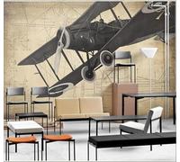 XLMING Retro Dibujo A Mano Avión Diseño Ropa De Trabajo 3D Papel Pintado Tapiz Textura de Seda Oficina Comedor Sofá Dormitorio Sala Estar TV Fondo Pantalla-150cm×105cm