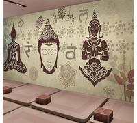 XLMING Retro Dibujo A Mano Tailandia Yoga Estilo 3D Papel Pintado Lujo Casa Sala Decoración Estar Comedor Sofá Dormitorio TV Fondo de Pared-430cm×300cm