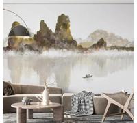 XLMING Retro Dibujo A Mano Tinta China Paisaje Paisajes 3D Papel Pintado Lujo Casa Sala Decoración Estar Comedor Sofá Dormitorio TV Fondo de Pared-250cm×170cm