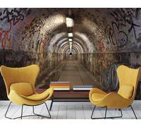 XLMING Retro Graffiti Túnel Espacio Extensión 3D Papel Pintado Pared Premium Textura Seda Estudio Comedor Vinilos Dormitorio Sofás TV Cocina-200cm×140cm