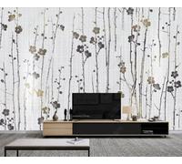 XLMING Retro Minimalista Dibujado A Mano Botánico Floral 3D Papel Pintado Tapiz Textura de Seda Oficina Comedor Sofá Dormitorio Sala Estar TV Fondo Pantalla-350cm×256cm