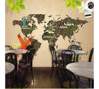 XLMING Retro Nostalgia Aviones Mapa Del Mundo Arte 3D Papel Pintado Tapiz Textura de Seda Oficina Comedor Sofá Dormitorio Sala Estar TV Fondo Pantalla-430cm×300cm