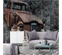 XLMING Retro Nostalgia Bosque Coche Viejo Metal 3D Papel Pintado Tapiz Textura de Seda Oficina Comedor Sofá Dormitorio Sala Estar TV Fondo Pantalla-200cm×140cm